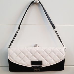 Calvin Klein Black and White Quilted Shoulder Bag